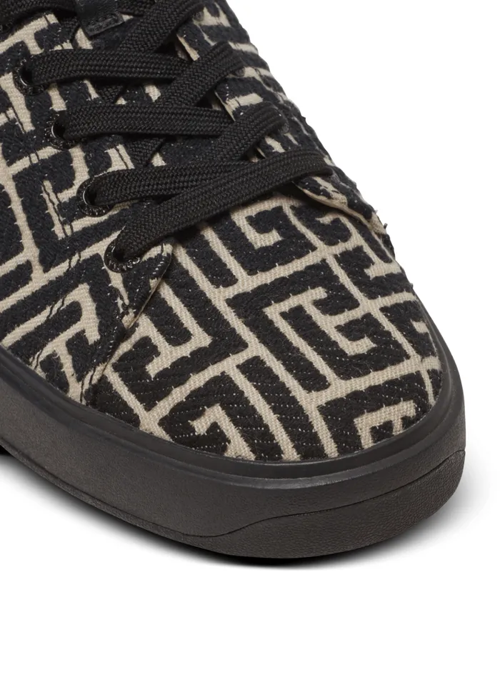 BCourt Trainers With Jacquard Monogram Black Men Balmain Sneakers