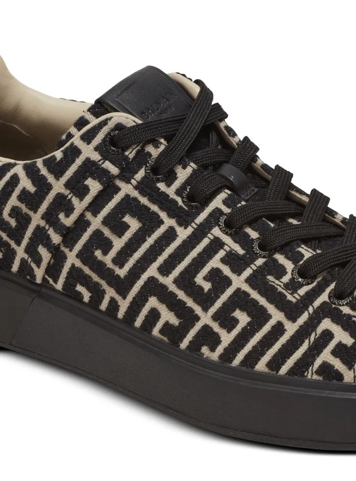 BCourt Trainers With Jacquard Monogram Black Men Balmain Sneakers