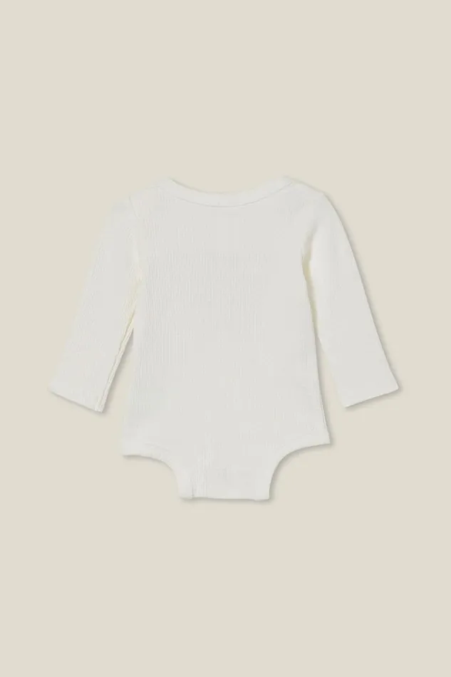 Baby Rompers and All In Ones Cotton On Organic Newborn Pointelle Long Sleeve Bubbysuit Milkbest Thing 2024