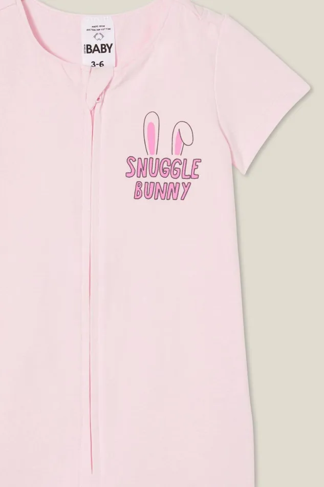 Baby Rompers and All In Ones Cotton On The Billie Short Sleeve Zip Romper Ballerinasnuggle Bunny