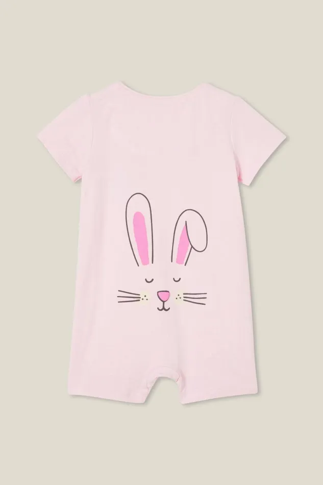 Baby Rompers and All In Ones Cotton On The Billie Short Sleeve Zip Romper Ballerinasnuggle Bunny