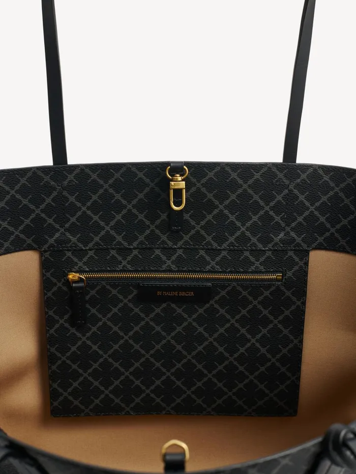 Bags Women By Malene Birger Abi Printed Tote Bag Charcoal
