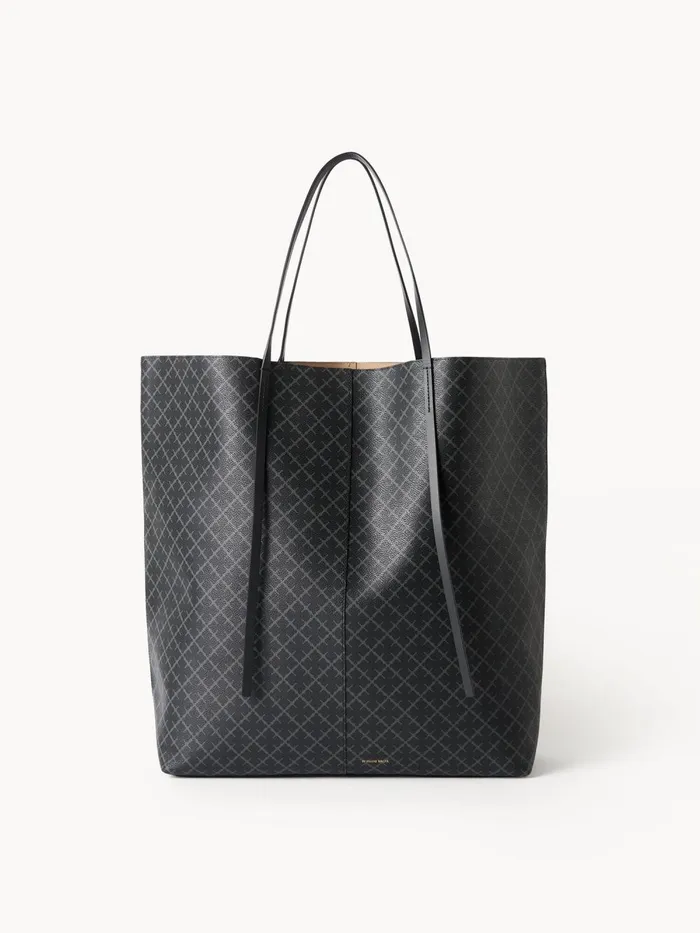 Bags Women By Malene Birger Abrille Printed Tote Bag Charcoal