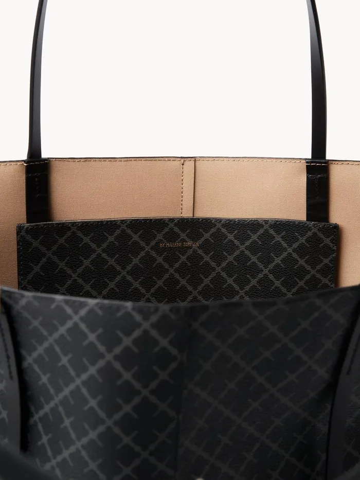 Bags Women By Malene Birger Abrille Printed Tote Bag Charcoal Bags Women By Malene Birger Abrille Printed Tote Bag Charcoal