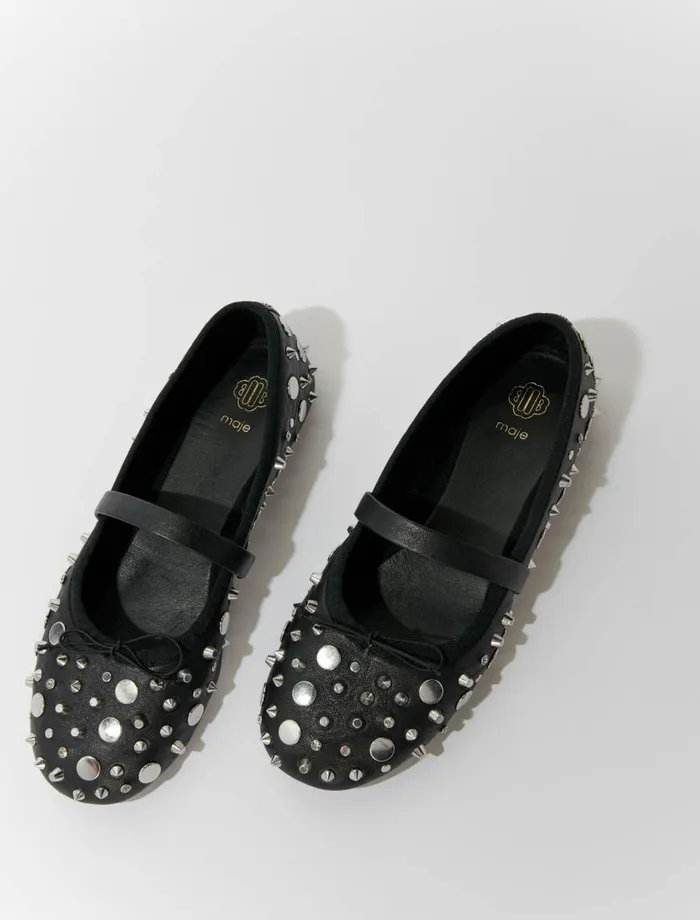 Ballerinas Women Maje Studded Ballet Flats Black