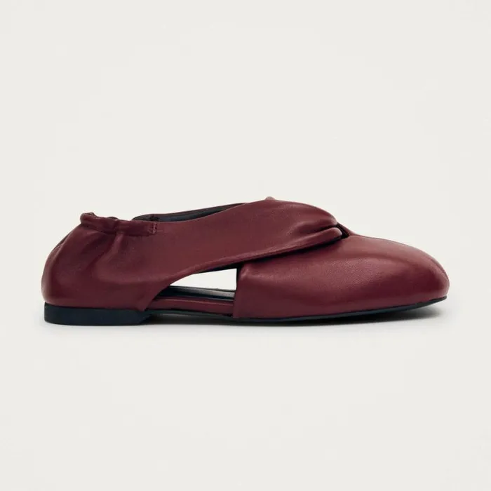 Ballet Flats Women ALOHAS Alaula Burgundy Leather Ballet Flats