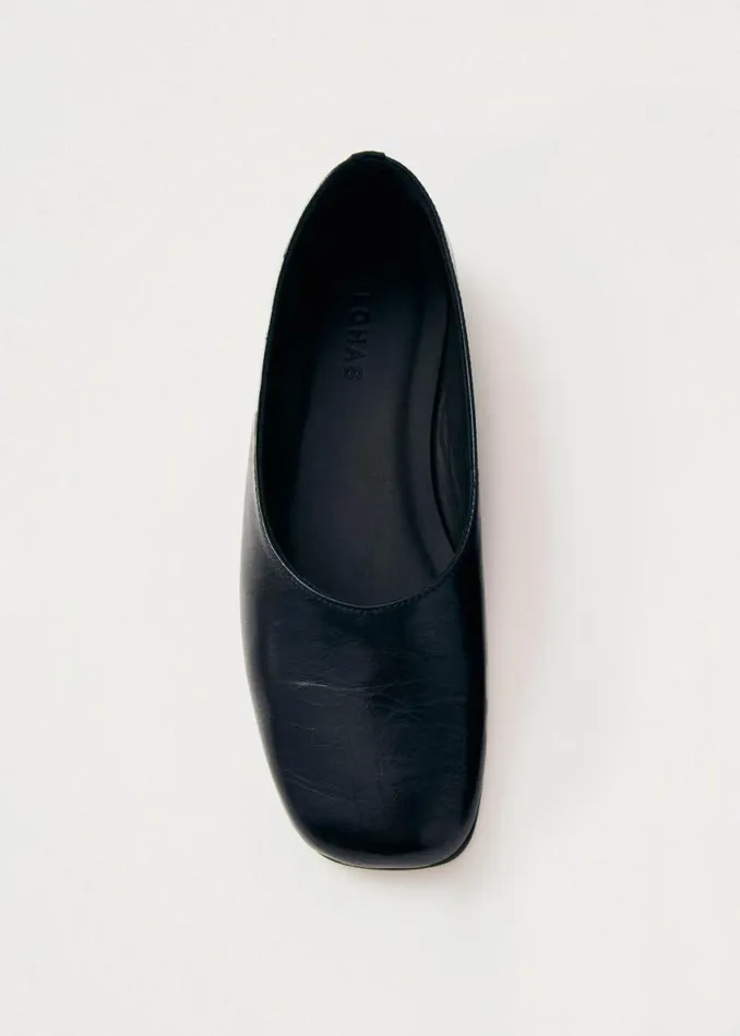 Ballet Flats Women ALOHAS Edie Black Leather Ballet Flats