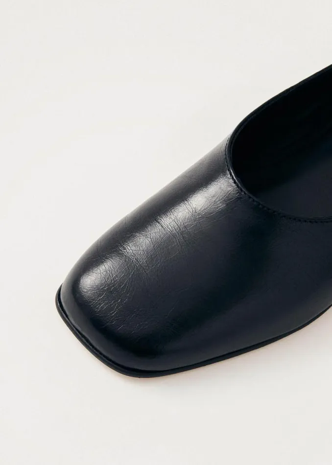 Ballet Flats Women ALOHAS Edie Black Leather Ballet Flats