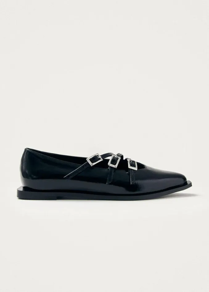 Ballet Flats Women ALOHAS Jive Onix Black Leather Ballet Flats