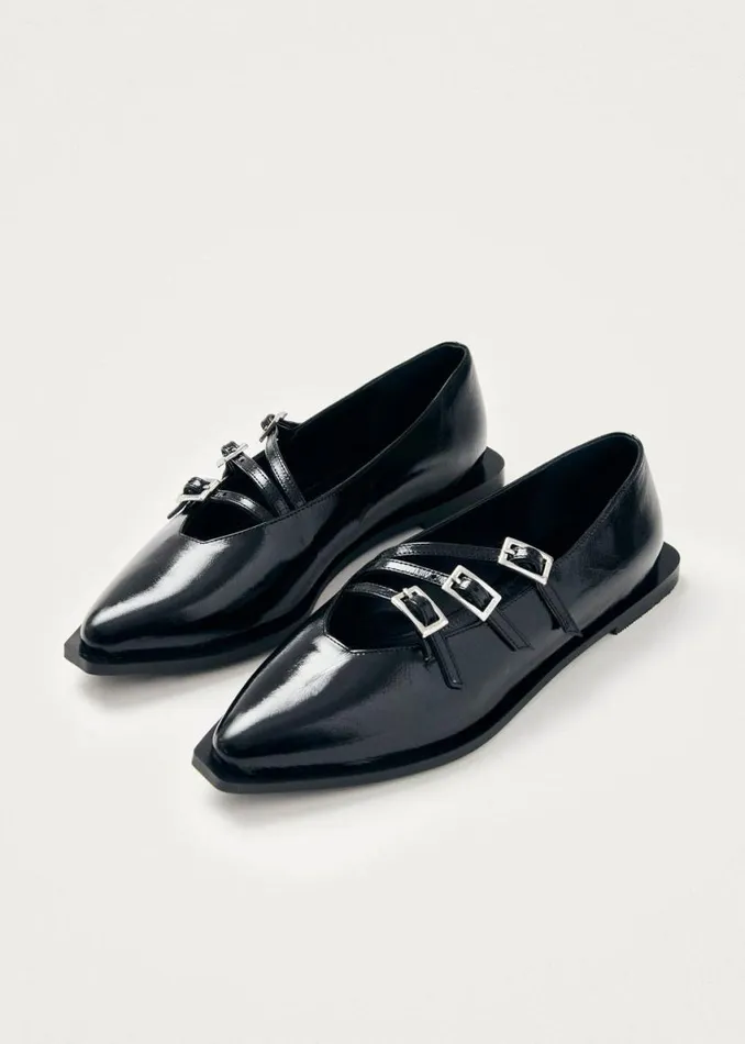Ballet Flats Women ALOHAS Jive Onix Black Leather Ballet Flats