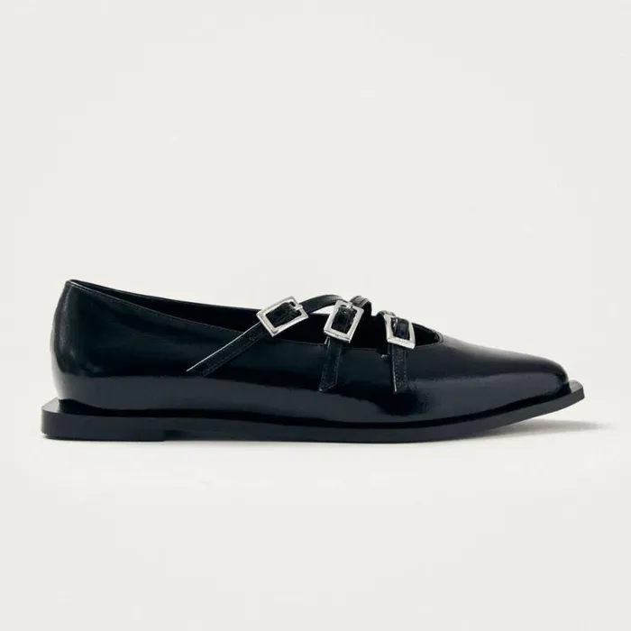 Ballet Flats Women ALOHAS Jive Onix Black Leather Ballet Flats