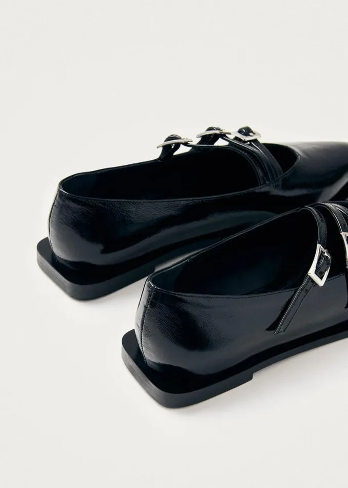 Ballet Flats Women ALOHAS Jive Onix Black Leather Ballet Flats