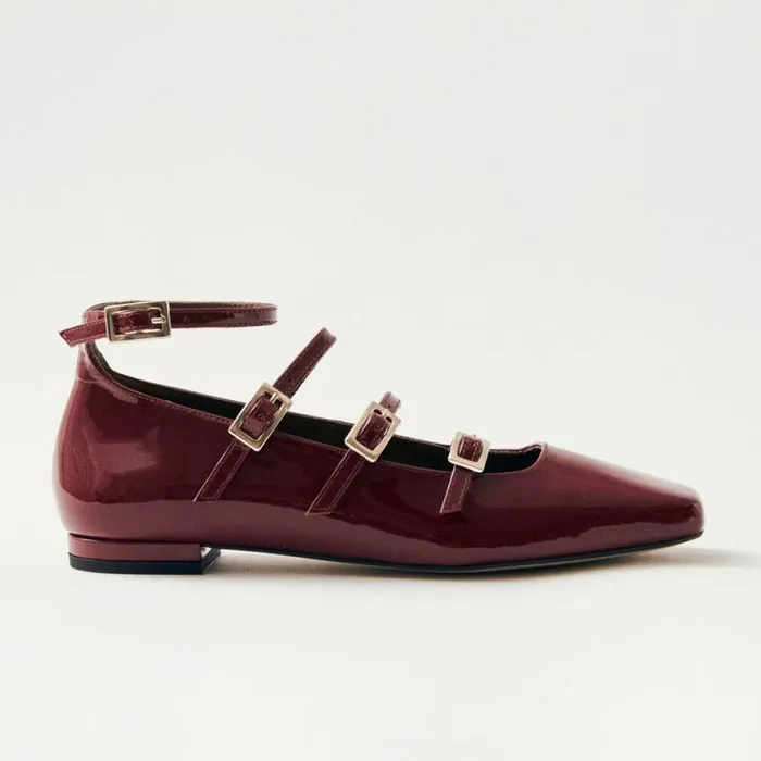 Ballet Flats Women ALOHAS Luke Onix Wine Burgundy Leather Ballet Flats