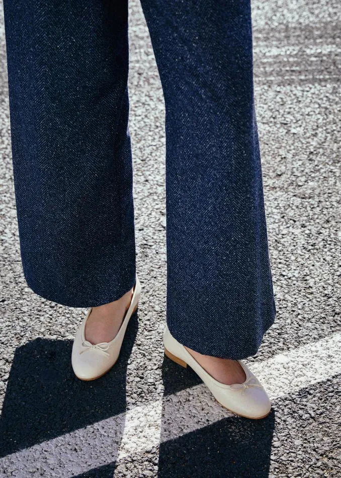 Ballet Flats Women ALOHAS Oriana Cream Leather Ballet Flats
