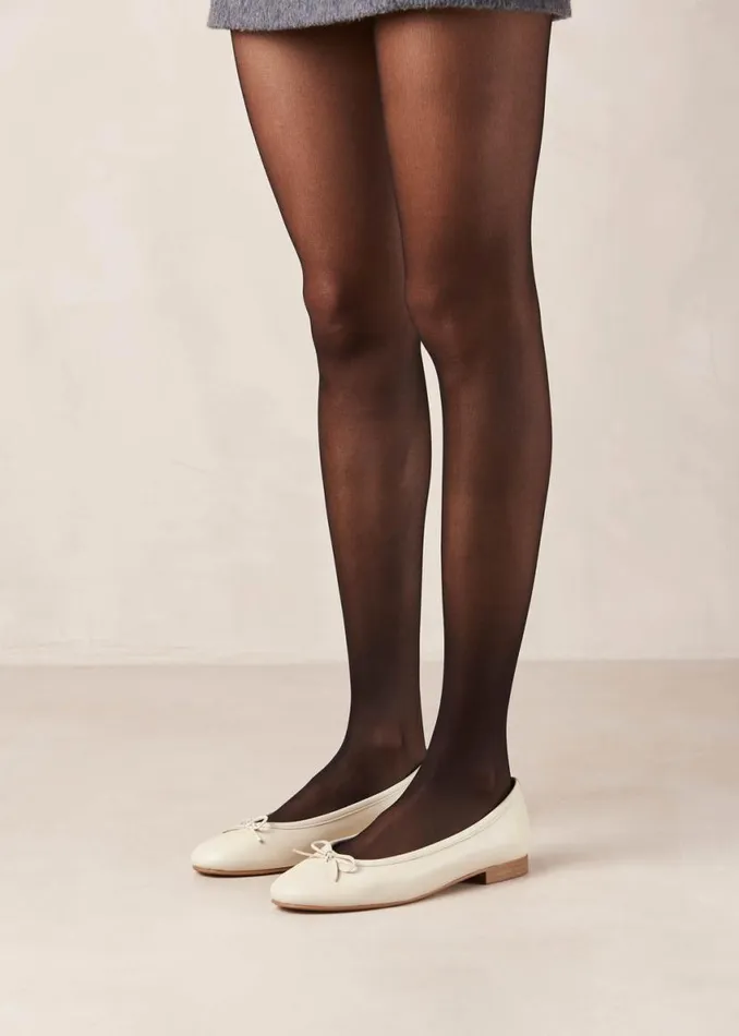 Ballet Flats Women ALOHAS Oriana Cream Leather Ballet Flats