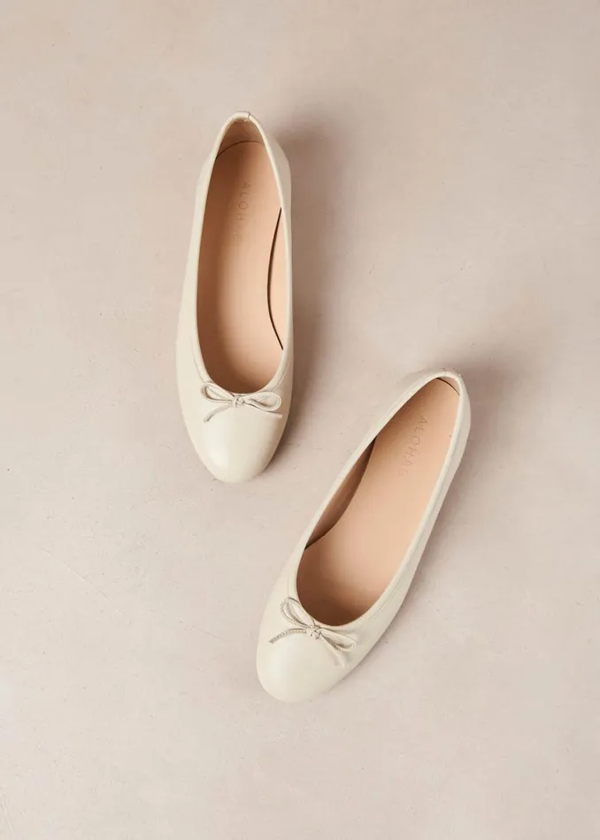 Ballet Flats Women ALOHAS Oriana Cream Leather Ballet Flats