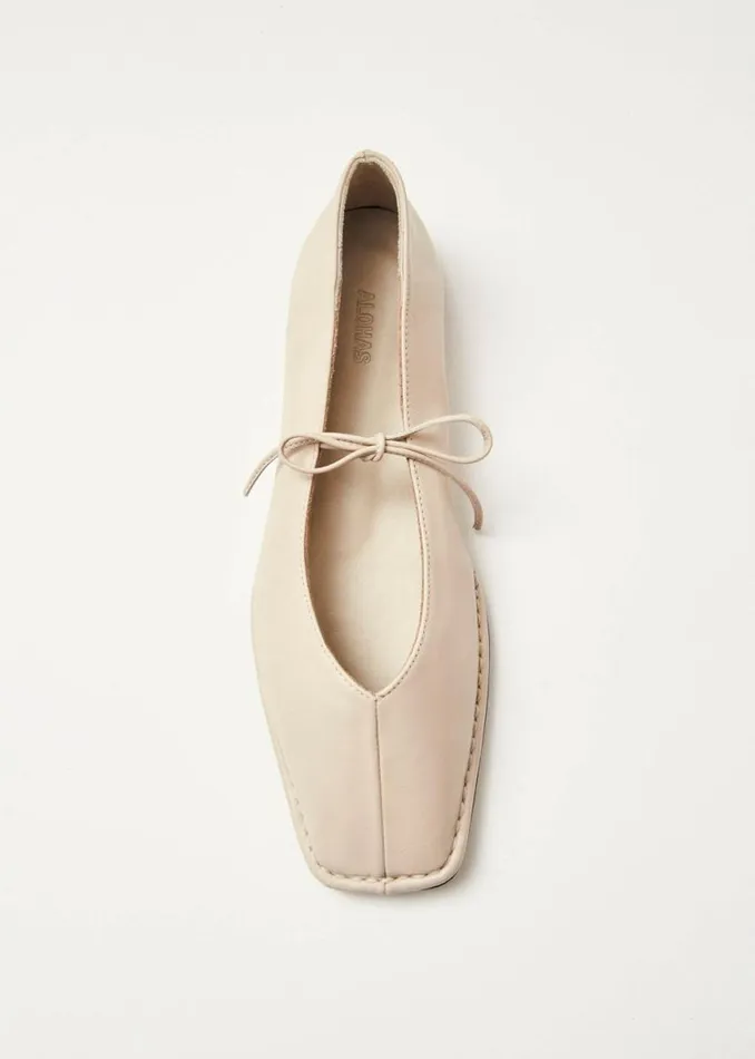 Ballet Flats Women ALOHAS Sway Cream Leather Ballet Flats