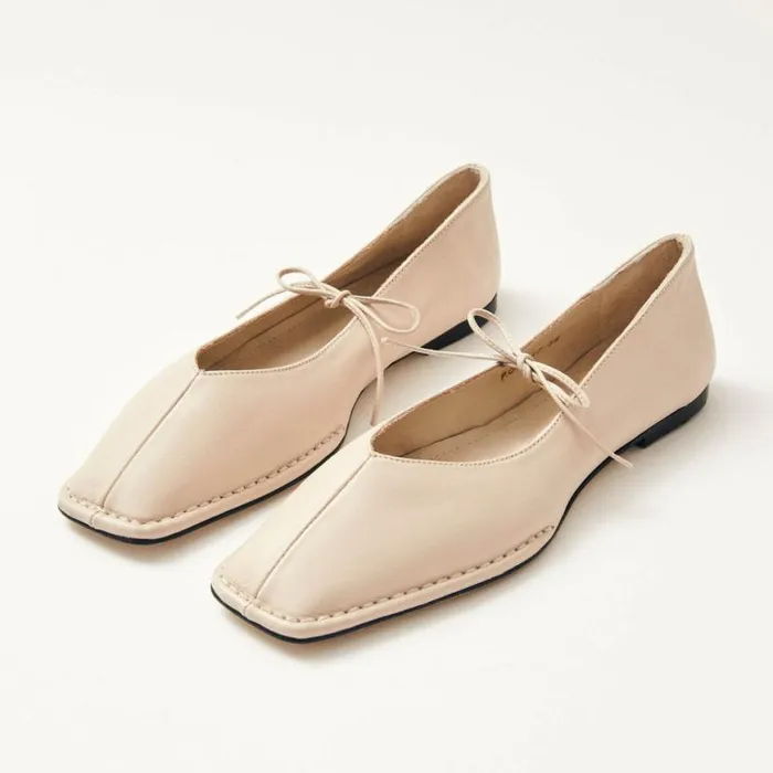 Ballet Flats Women ALOHAS Sway Cream Leather Ballet Flats