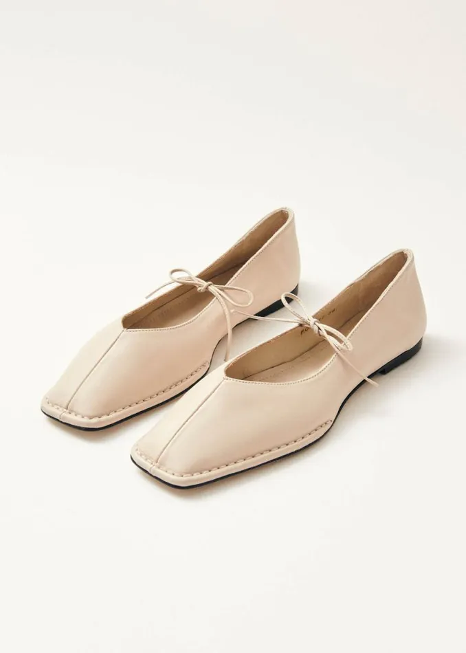 Ballet Flats Women ALOHAS Sway Cream Leather Ballet Flats