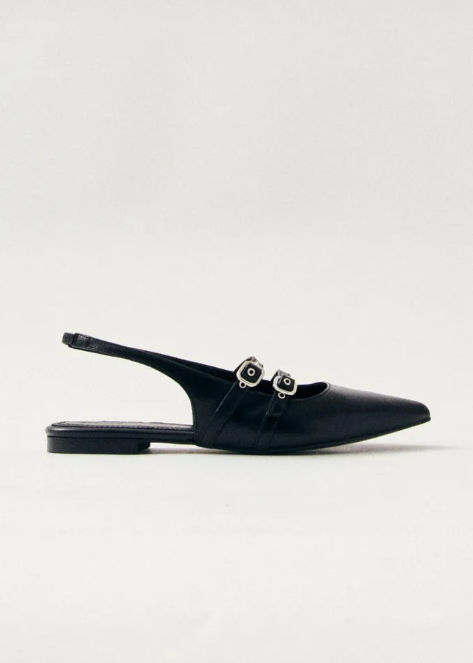 Ballet Flats Women ALOHAS Wren Black Leather Ballet Flats