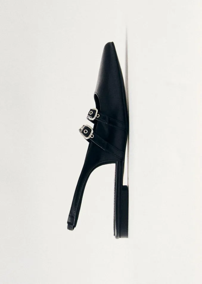 Ballet Flats Women ALOHAS Wren Black Leather Ballet Flats