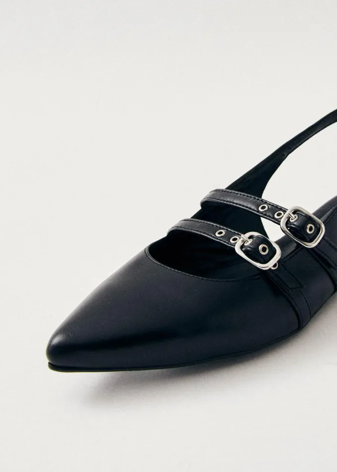 Ballet Flats Women ALOHAS Wren Black Leather Ballet Flats