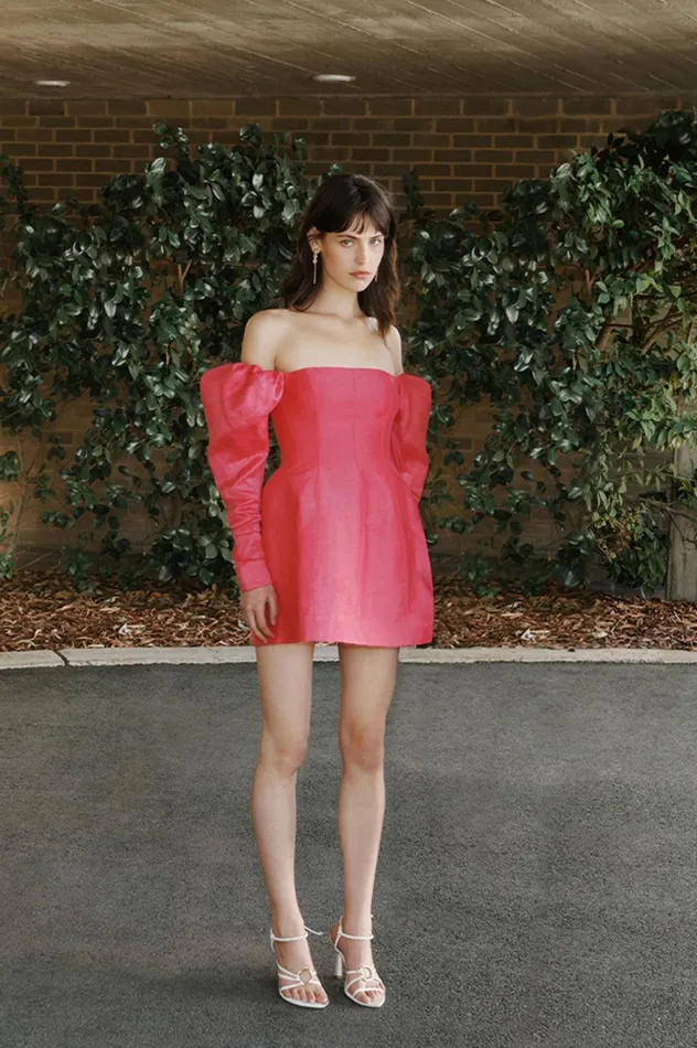 Baret Sleeved Mini Dress Hot Pink Women Aje Mini Dresses