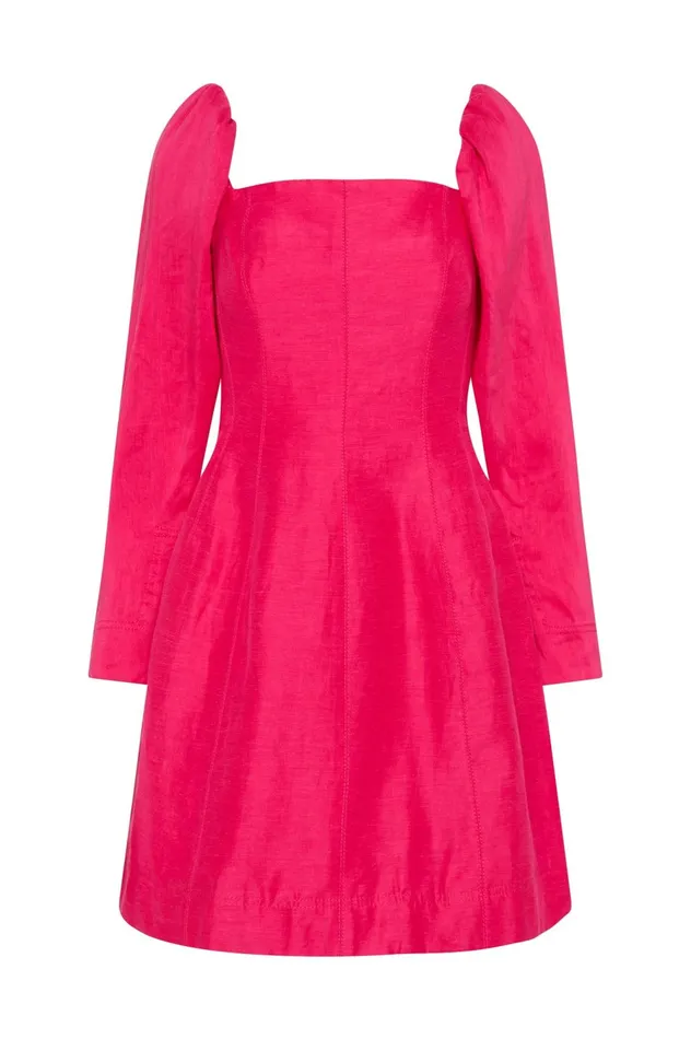 Baret Sleeved Mini Dress Hot Pink Women Aje Mini Dresses