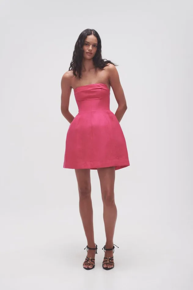 Baret Strapless Mini Dress Hot Pink Women Aje Mini Dresses