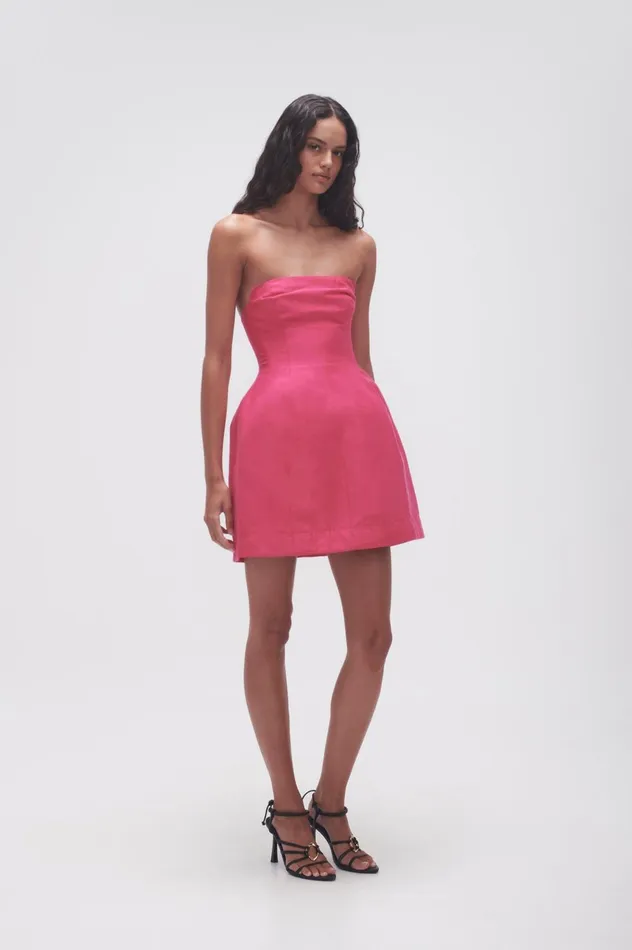 Baret Strapless Mini Dress Hot Pink Women Aje Mini Dresses
