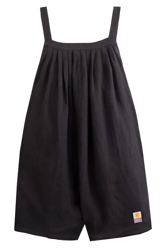 Basic Linen Romper Black WomensShop LF Markey One Pieces