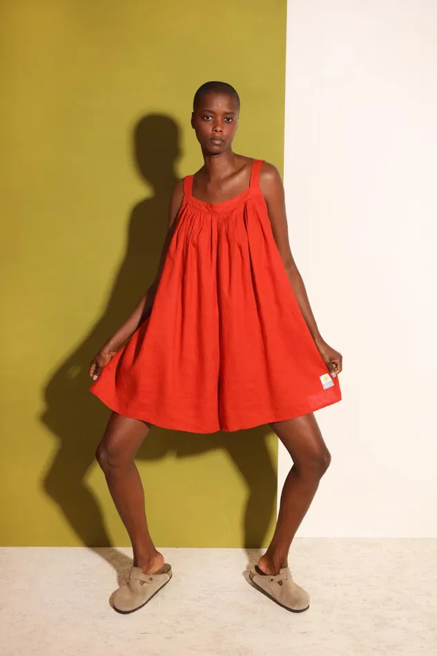 Basic Linen Romper Paprika WomensShop LF Markey One Pieces