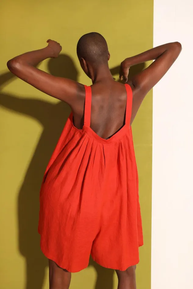 Basic Linen Romper Paprika WomensShop LF Markey One Pieces