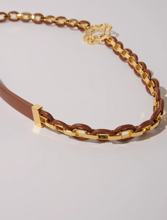 Belts Women Maje Leather Belt With Links Camel
