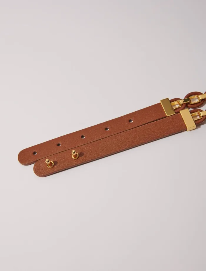 Belts Women Maje Leather Belt With Links Camel