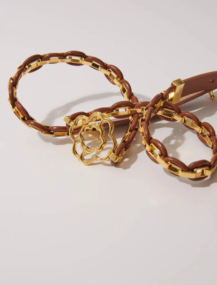 Belts Women Maje Leather Belt With Links Camel