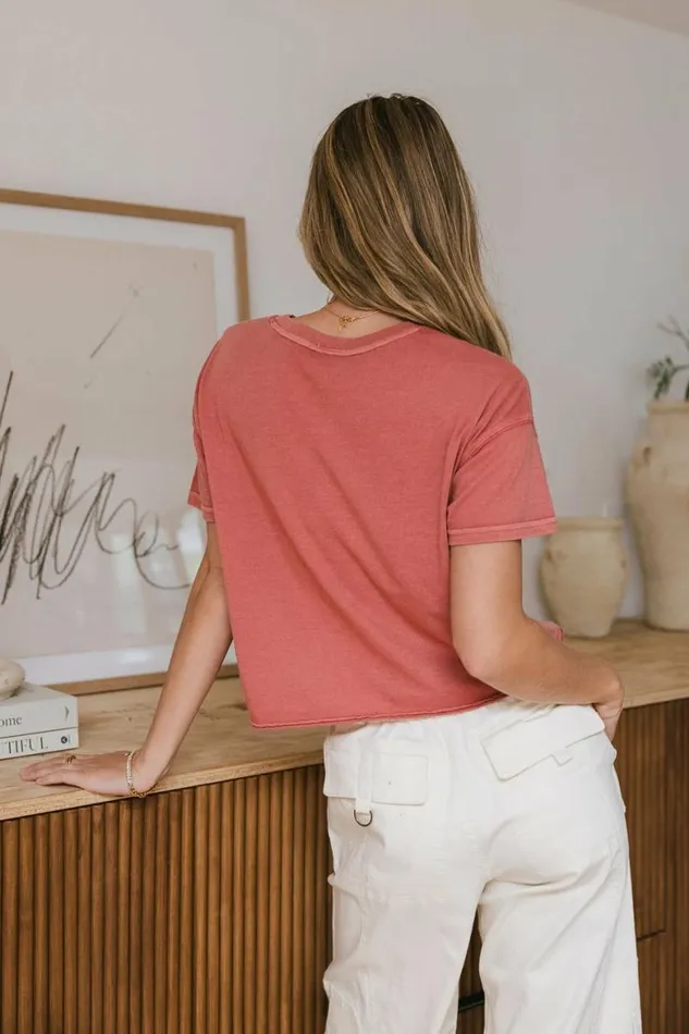 Billie Cropped TShirt In Rust Rust Women Bohme Tees and Tanks