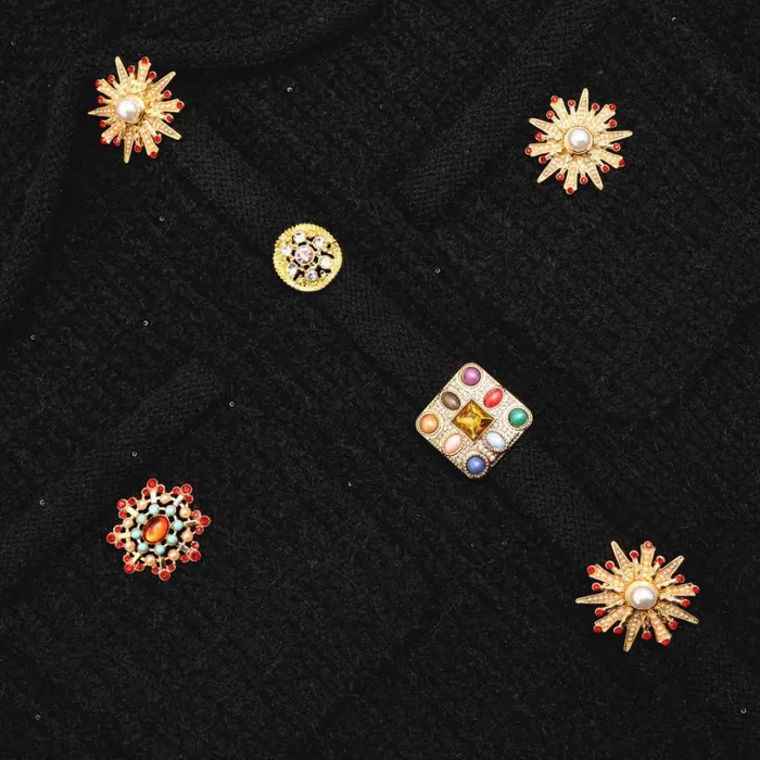 Black Jewel Button Knit Mini Dress Women Self Portrait Dresses Black Jewel Button Knit Mini Dress Women Self Portrait Dresses
