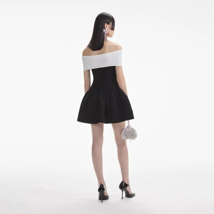 Black Knit Bow Mini Dress Women Self Portrait Dresses Black Knit Bow Mini Dress Women Self Portrait Dresses