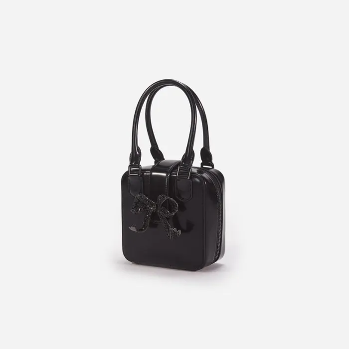 Black Leather Square Mini Tote Bag Women Self Portrait Mini