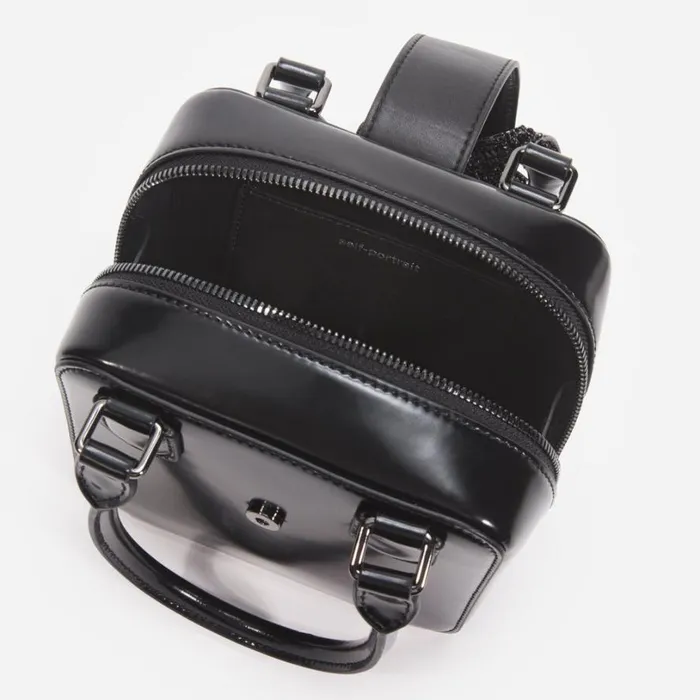 Black Leather Square Mini Tote Bag Women Self Portrait Mini