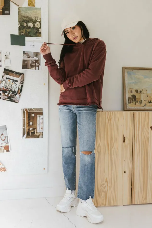 Blakely Hoodie In Maroon 8211 FINAL SALE Maroon Women Bohme Tops