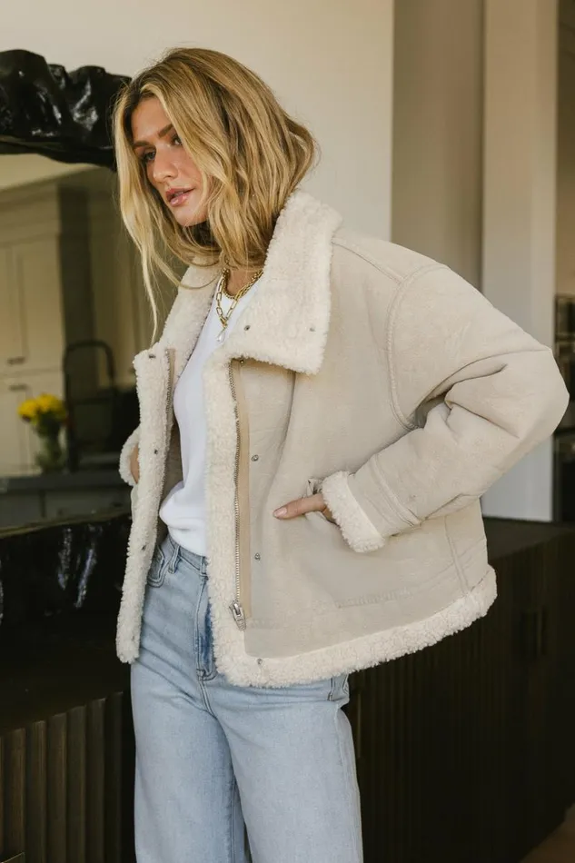 BlankNYC Stay The Night Vegan Jacket Cream Women Bohme Outerwear