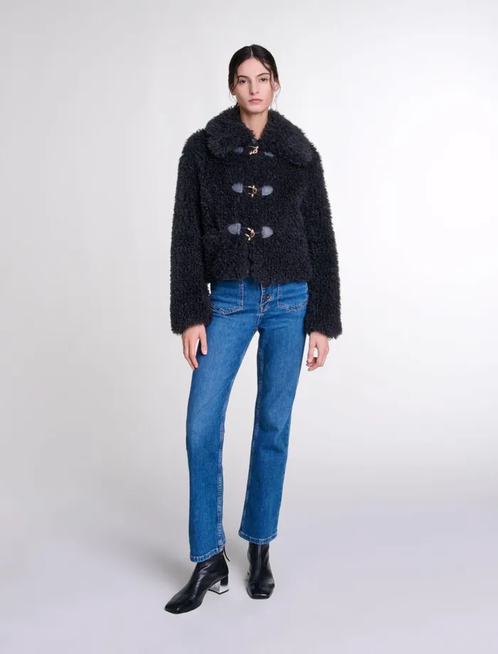 Blazers and Jackets Women Maje Short Curly Coat Anthracite