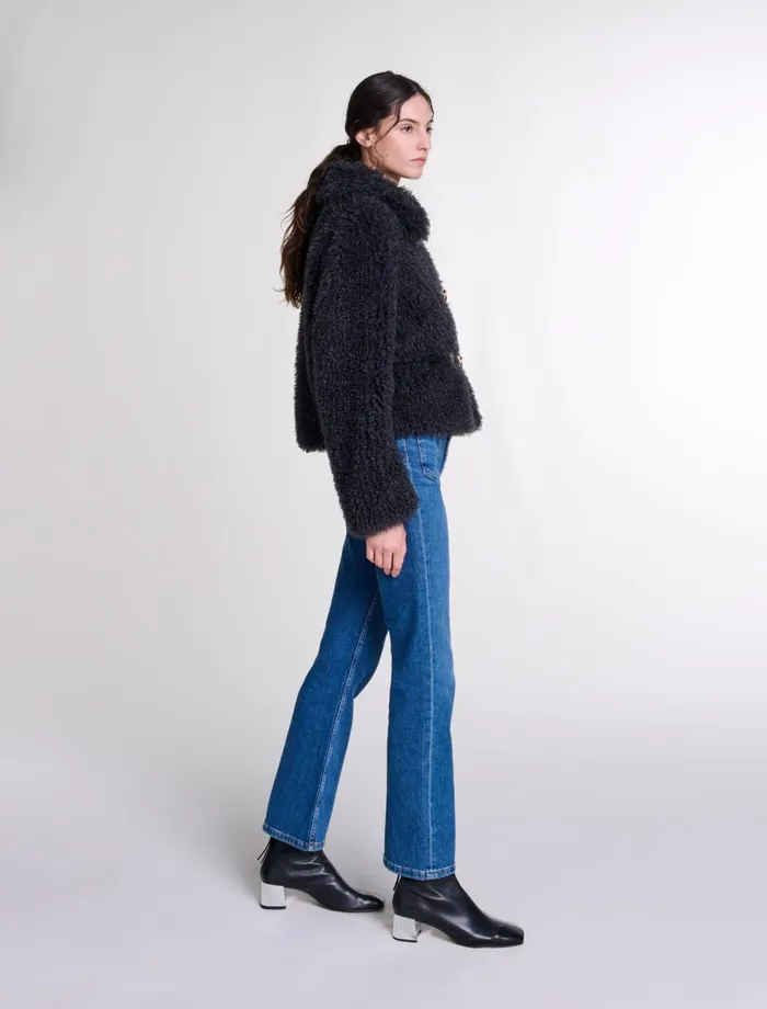 Blazers and Jackets Women Maje Short Curly Coat Anthracite