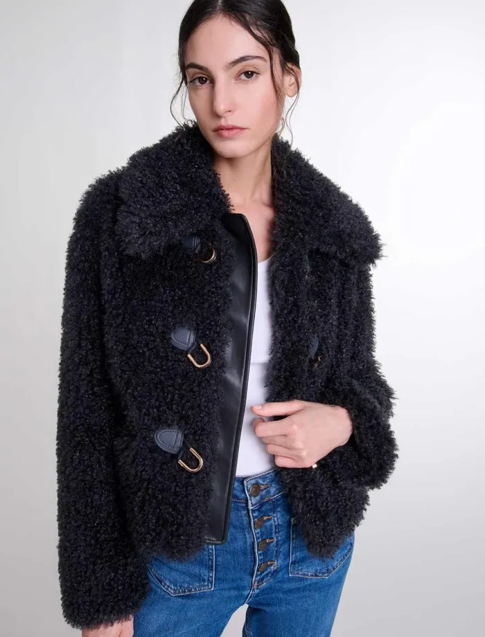 Blazers and Jackets Women Maje Short Curly Coat Anthracite