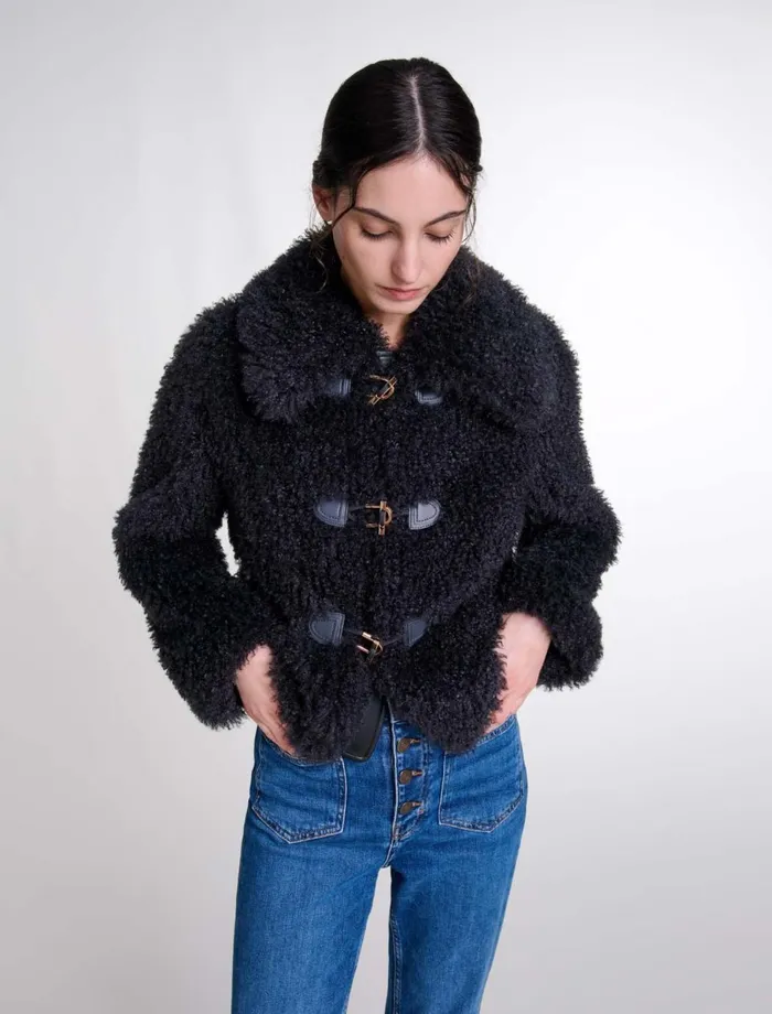 Blazers and Jackets Women Maje Short Curly Coat Anthracite