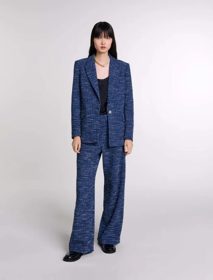 Blazers and Jackets Women Maje Tweed Jacket Blue