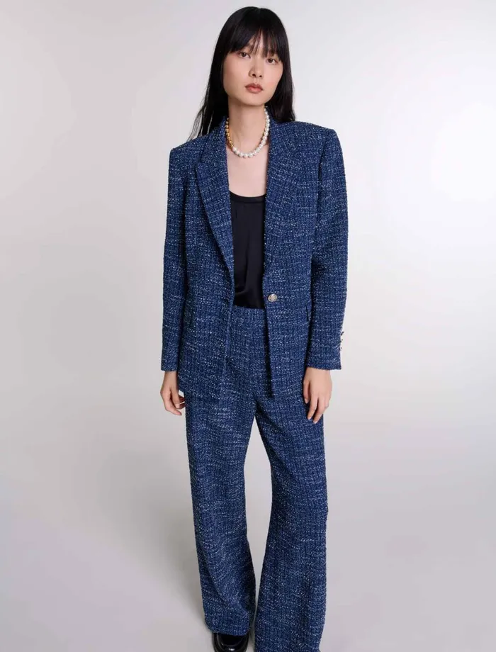 Blazers and Jackets Women Maje Tweed Jacket Blue