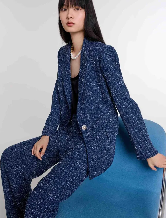 Blazers and Jackets Women Maje Tweed Jacket Blue